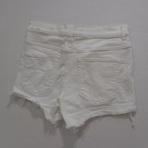 Express White Jean Distressed Ripped High-waisted Raw Hem Shorts Women's Size 6 - Picture 2 of 6